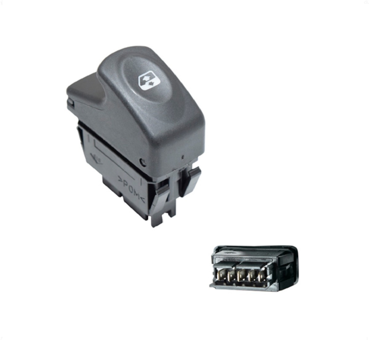Control Electrico Rn Clio 02-10/Kangoo 04-18  Ns Platina 02-10/Aprio 08-10  Rn Sandero 07-15  De Elevador 5 Pins 1 Tecla Negro 12Vcc Manijauto Delante
