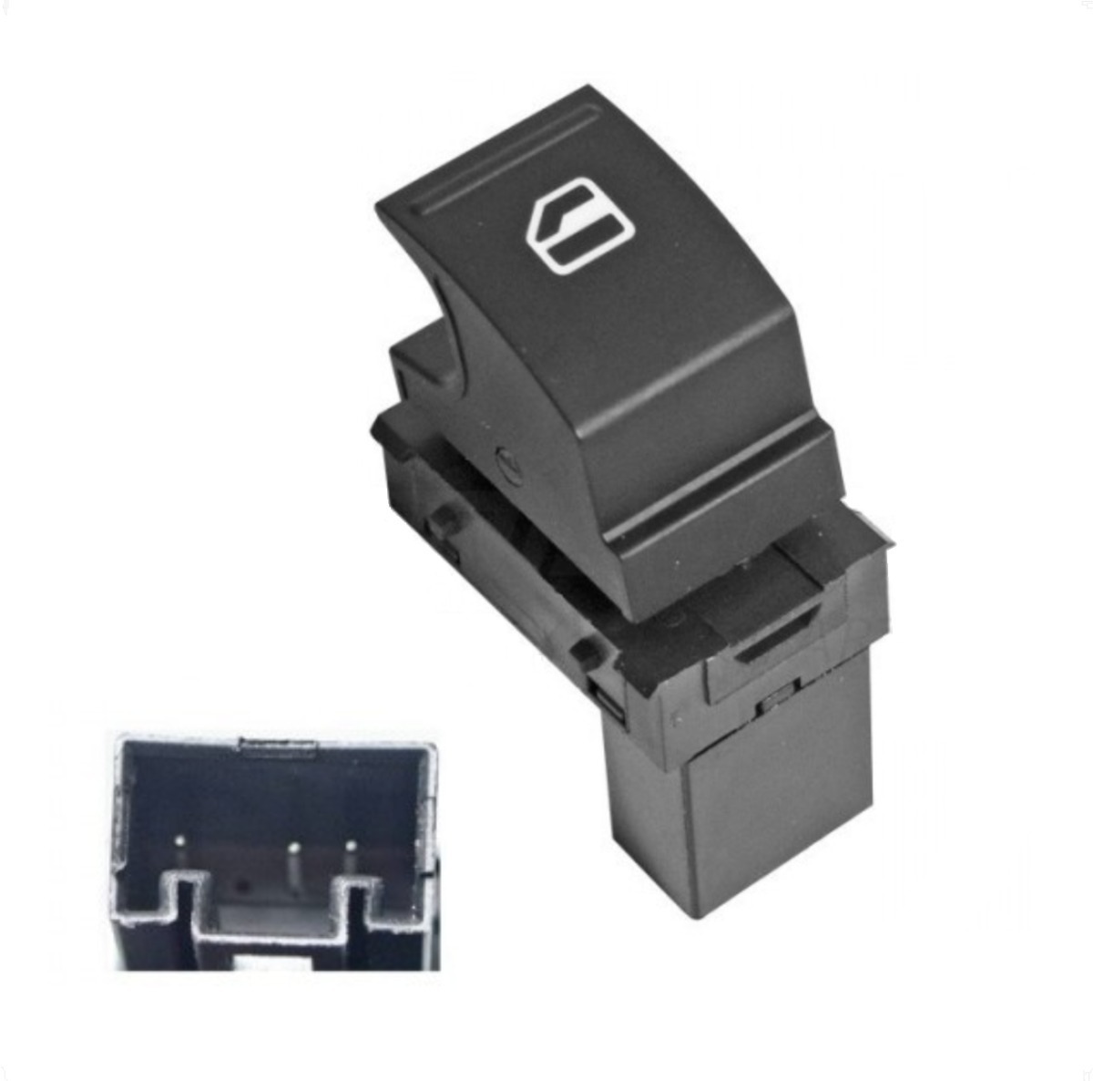 Control Electrico Vw Golf 12-17/Passat 12-16/Tiguan 18-20  De Elevador 4 Pins 1 Tecla Negro Filo Plata Compatible Con 3Pins 12Vcc Manijauto