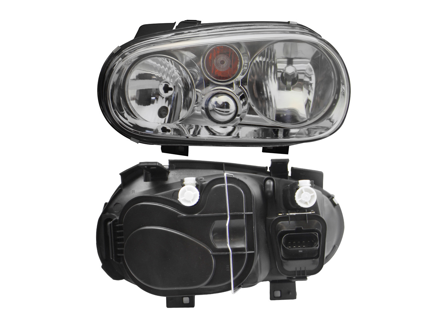 Faro Izq F/Cromado S/Lupa C/Foco Ambar Vidrio Liso Volkswagen Golf A4 1999 2007