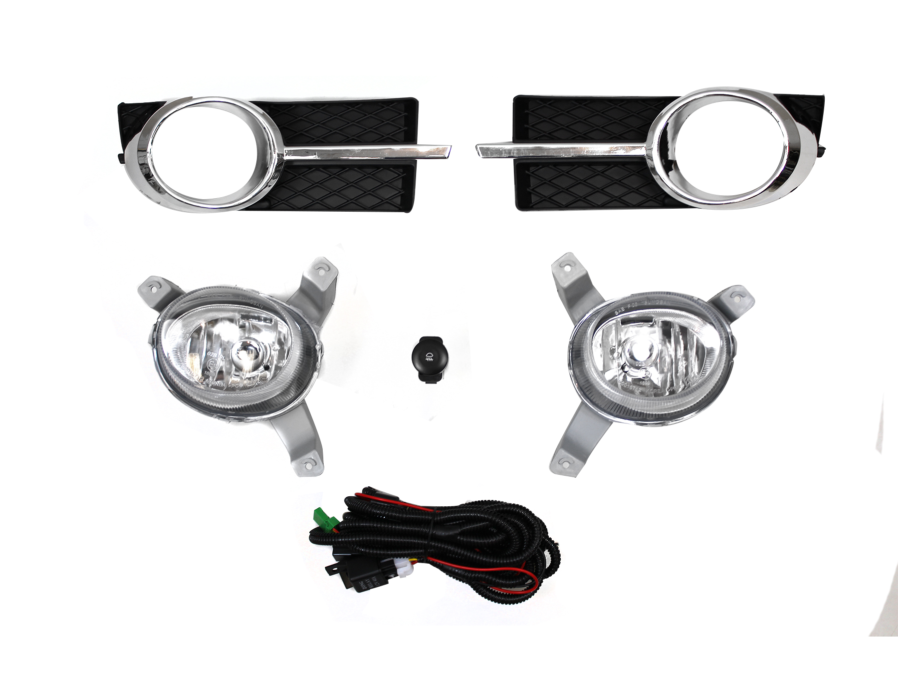 Kit Faro Aux C/Cables C/Rejillas Arillo Cromo C/Focos Chevrolet Aveo 2007 2011