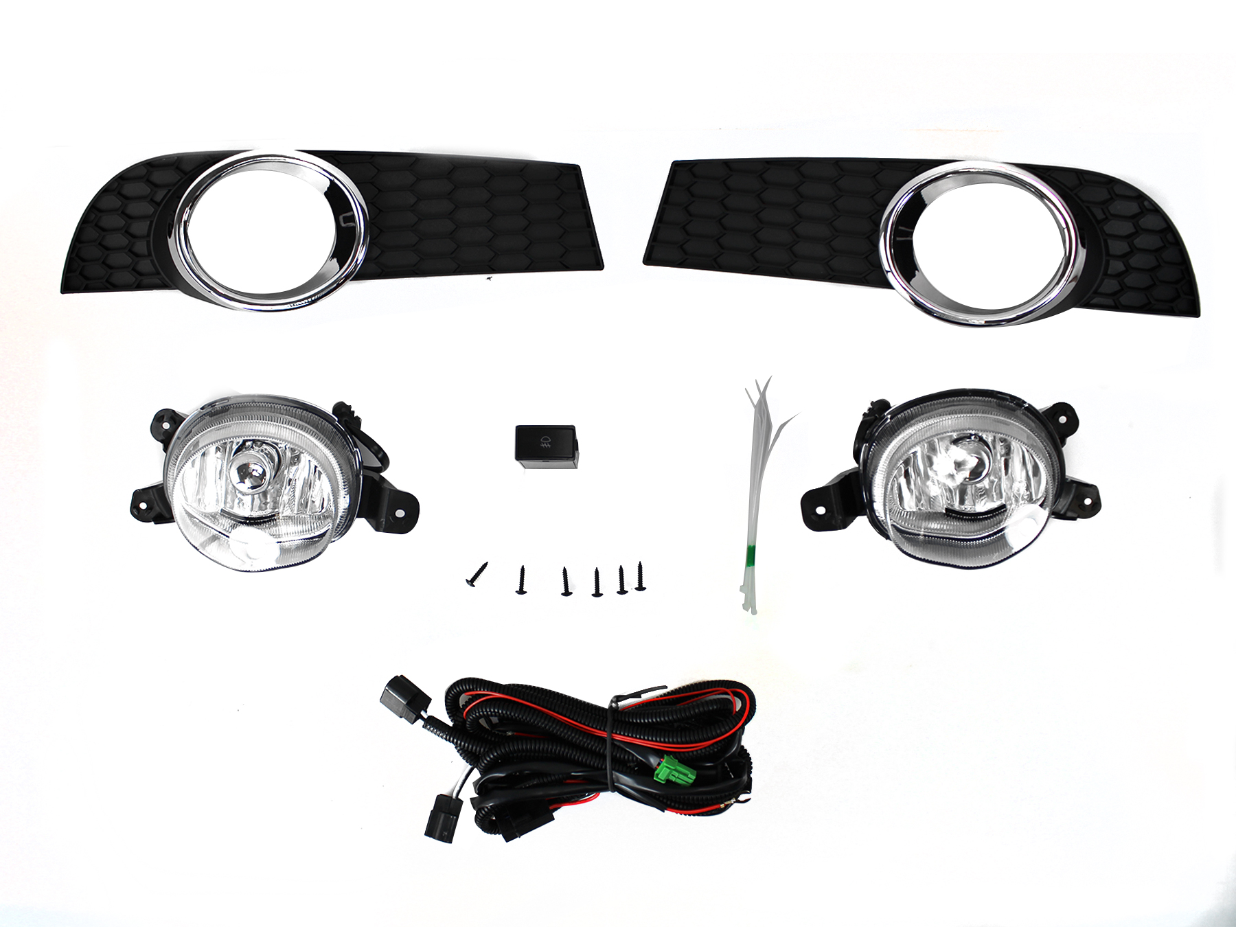 Kit Faro Aux C/Cables C/Rejillas Arillo Cromo C/Focos Chevrolet Aveo 2012 2016