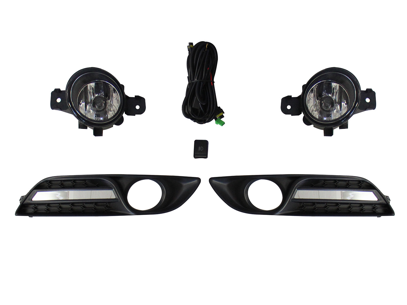 Kit Faro Aux C/Cables C/Rejillas Negras Filo Cromo C/Focos Nissan Sentra B-17 2013 2016