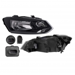 Faro Der Vw Polo C/Motor F/Negro Un As 2014 2015 Depo