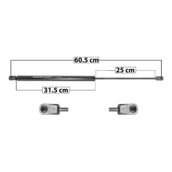 Amortiguador 5Ta Puerta Hd Cr-V 12-16  60.5 Cm 31.5 Cm 25 Cm Entrada Tipo 9 Entrada 2 Tipo 9 82.06 95.54 6111 Spart Derecho/Izquierdo