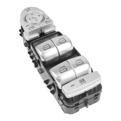 Control Electrico Mc Clase-C W205 15-18  Luz Ambar 3 Pins 7 Teclas Plata Fondo Negro Para Espejos Autoabatibles 12Vcc Manijauto