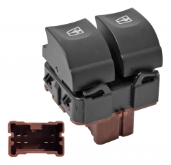 Control Electrico Rn Duster 17-20/Logan 15-19/Captur 18-20/Sandero/Stepway 16-18/Clio Rs 15-17  De Elevador 7 Pin 2 Teclas Negro Base Cafe 12Vcc Manij