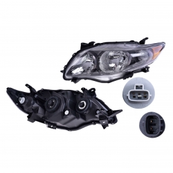 Par Faros Toyota Corolla Fondo Negro 2009 2010 Depo